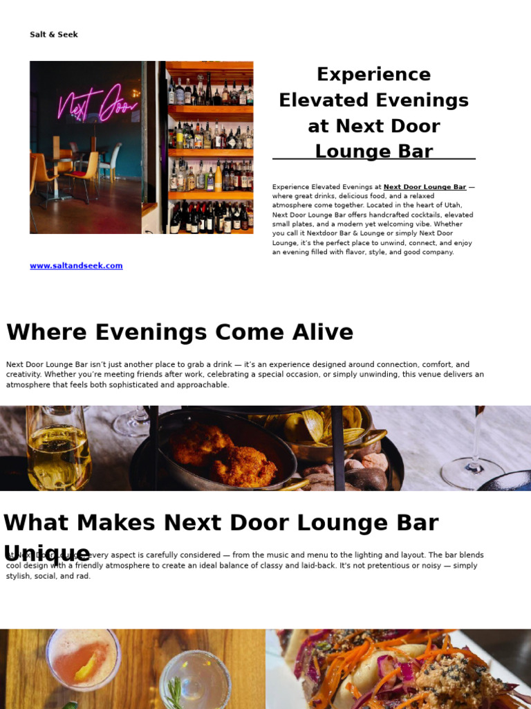 Next Door Lounge Bar: Where Every Evening Shines | PDF | Bartender