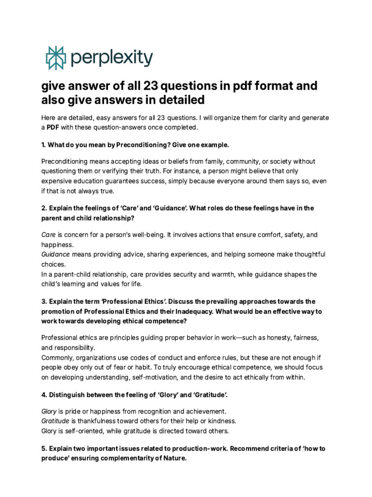 Give Answer of All 23 Questions in PDF Format and | PDF | Well Being ...