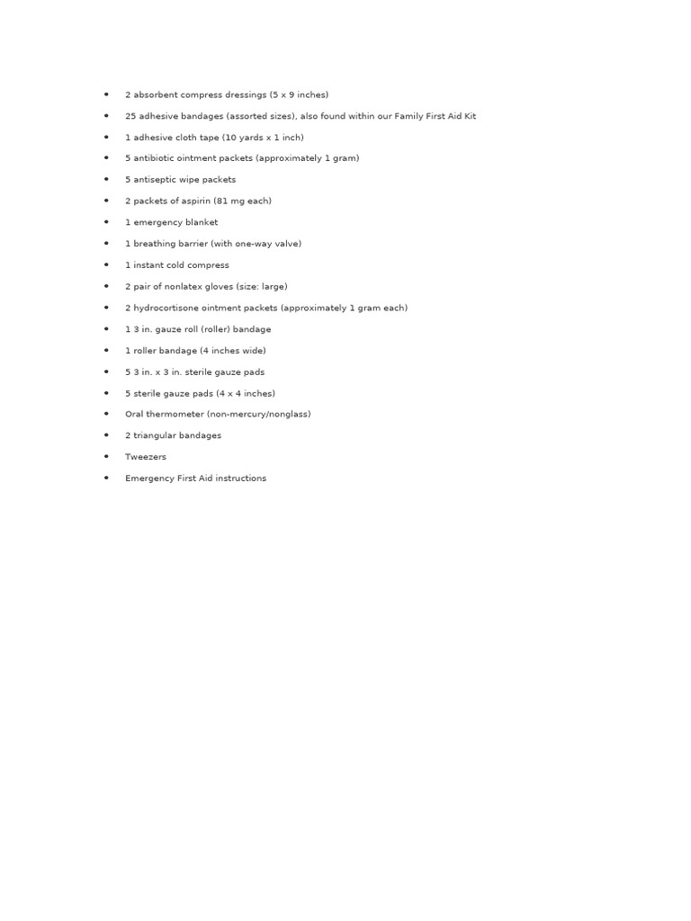 First Aid Kit Contents | PDF
