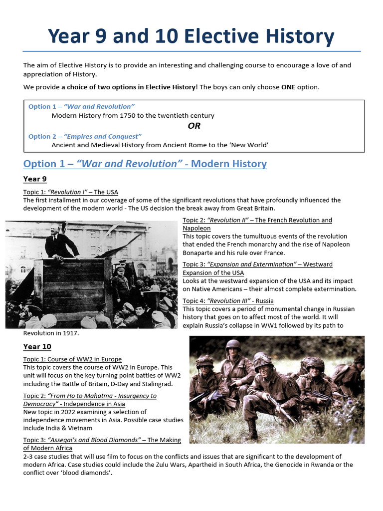 Year 9-10 Elective History Curriculum | PDF | Ottoman Empire | Napoleon