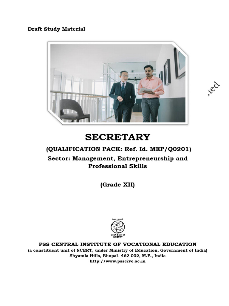 Draft Study Material for Secretary XII | PDF | Memorandum | Regulatory ...