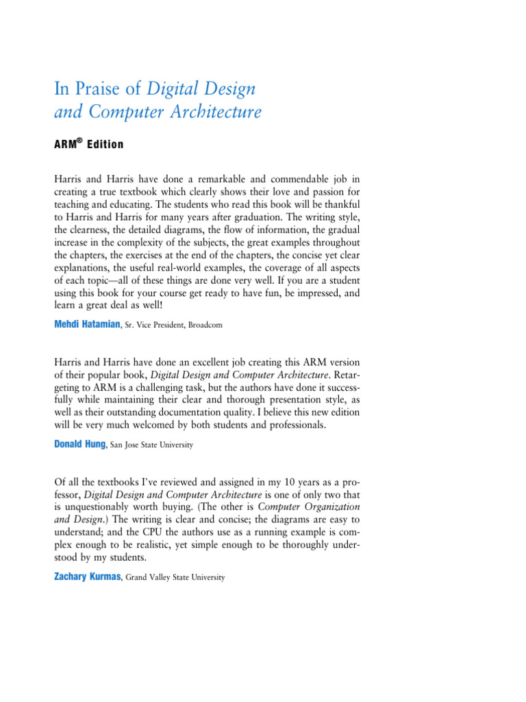 Digital Design & Computer Architecture ARM | PDF