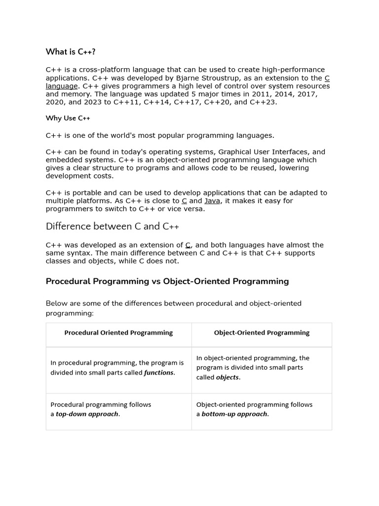 Understanding C++: Features & Syntax | PDF | C++ | Object Oriented ...