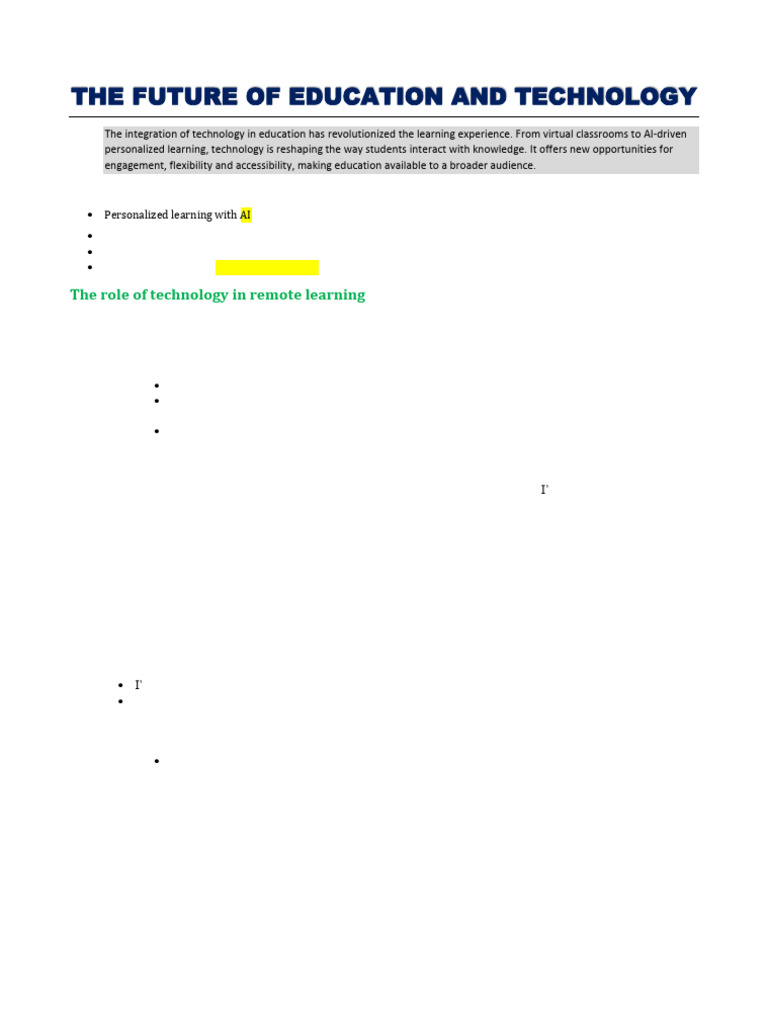 Future of Education and Technology Report 2 | PDF