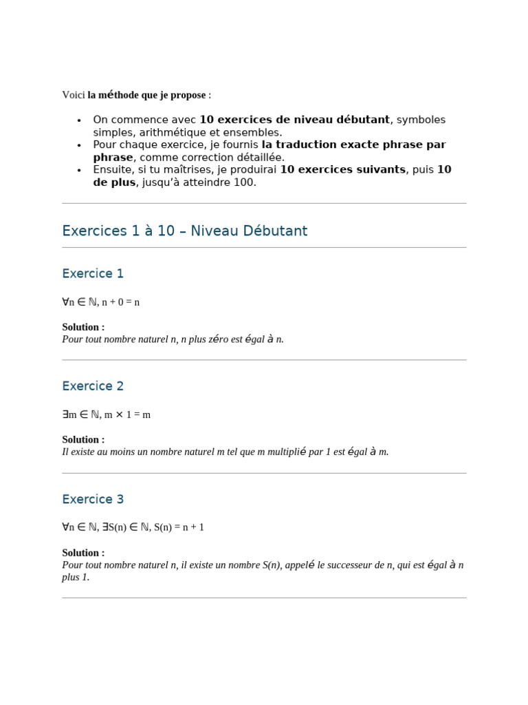Exercices Débutants en Mathématiques | PDF