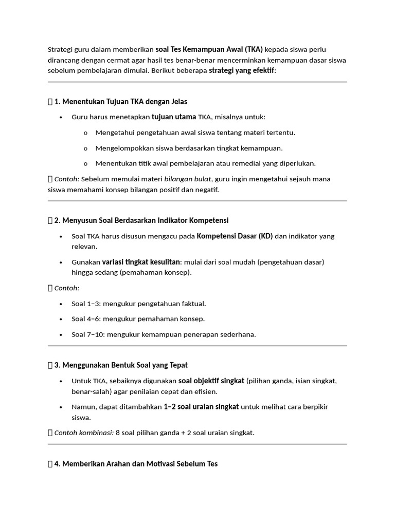 Strategi Efektif TKA untuk Siswa | PDF