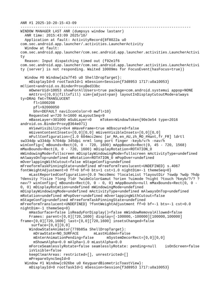 Android ANR Report: LauncherActivity Issue | PDF | Mobile Linux | Software