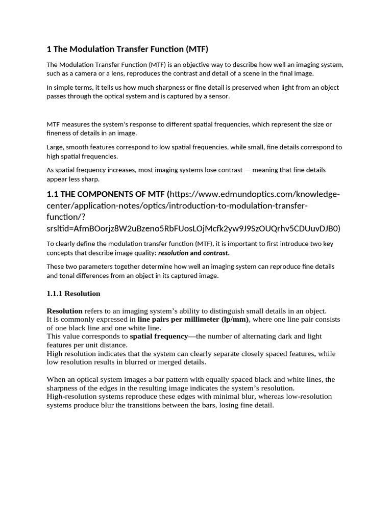 The Modulation Transfer Function | PDF | Optical Resolution | Contrast ...