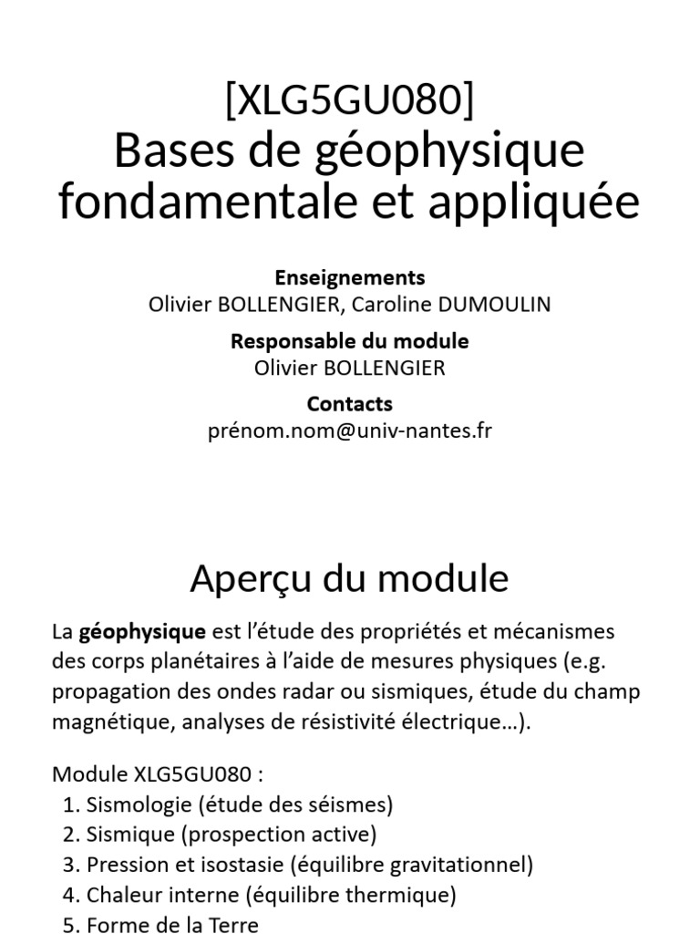 Introduction à la géophysique sismique | PDF | Tremblements de terre ...