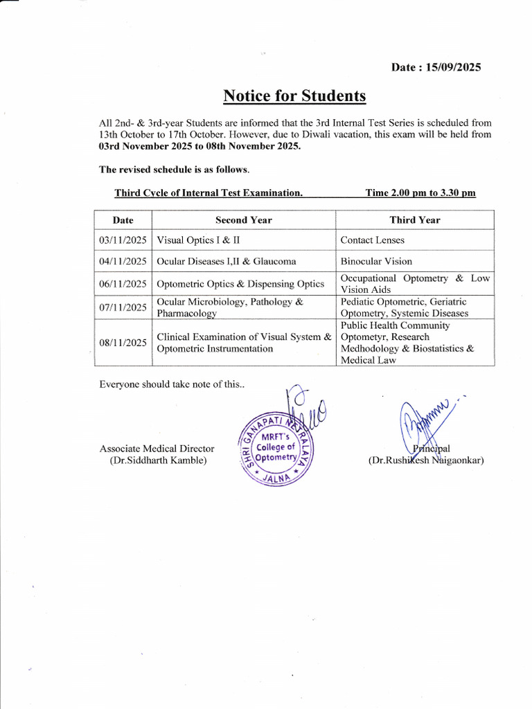 Notice 3rd Test Series | PDF