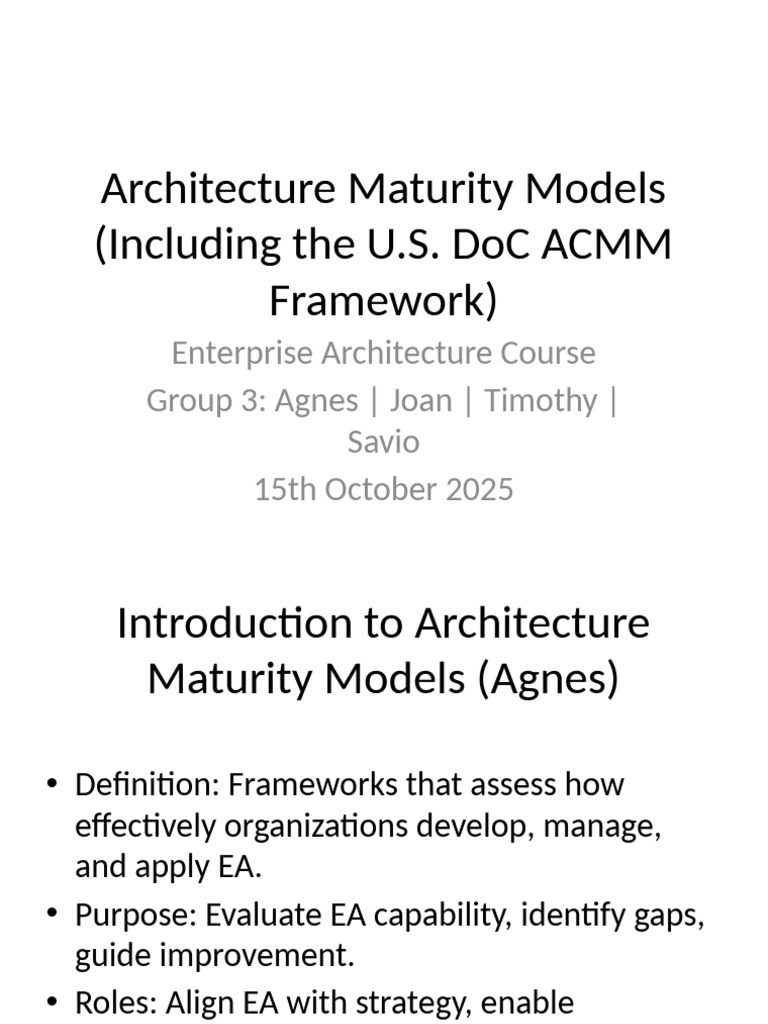 Understanding Architecture Maturity Models | PDF | Governance | Business