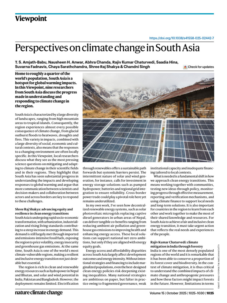 Climate Change Perspectives in South Asia | PDF | Climate Change ...
