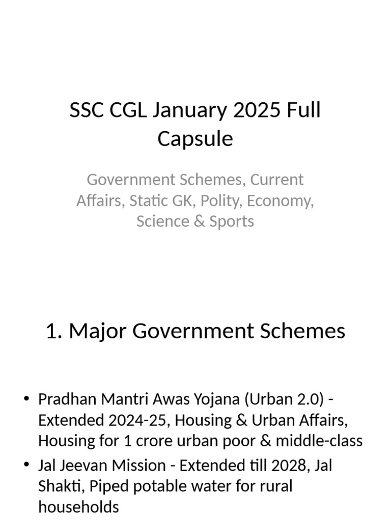 SSC CGL January 2025 Exam Capsule | PDF