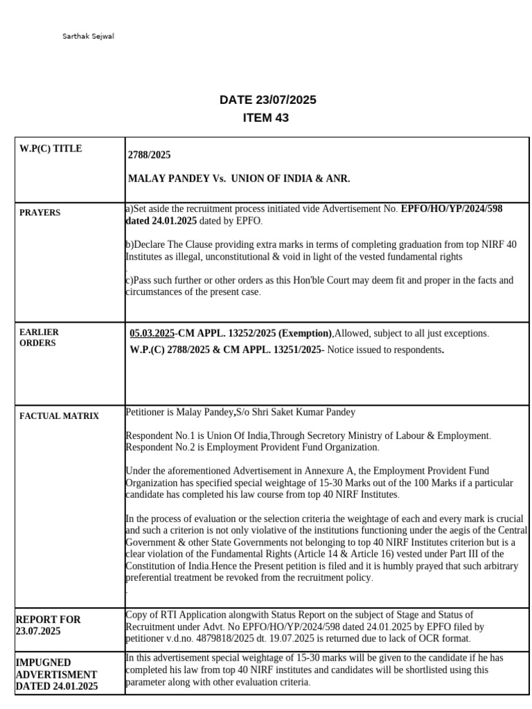 Item 43 Brief | PDF | Government | Justice