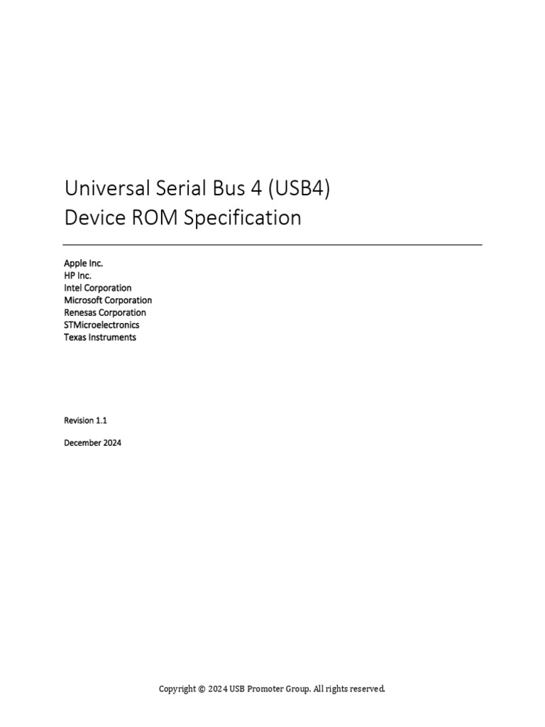 USB4 Device ROM Specification 1.1 | PDF | Usb | Computer Hardware