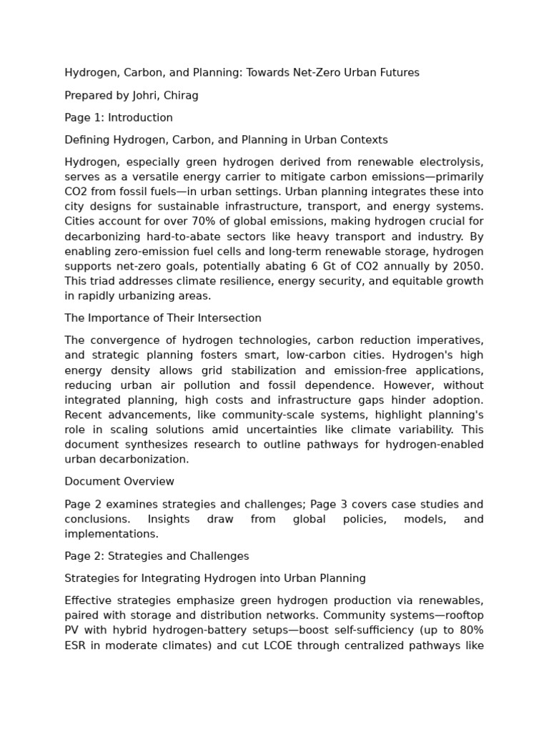 Hydrogen Strategies for Net-Zero Cities | PDF | Climate Change ...