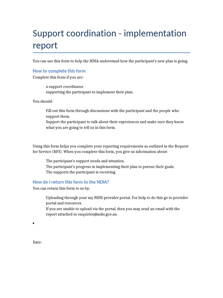 NDIS Support Coordination Report | PDF