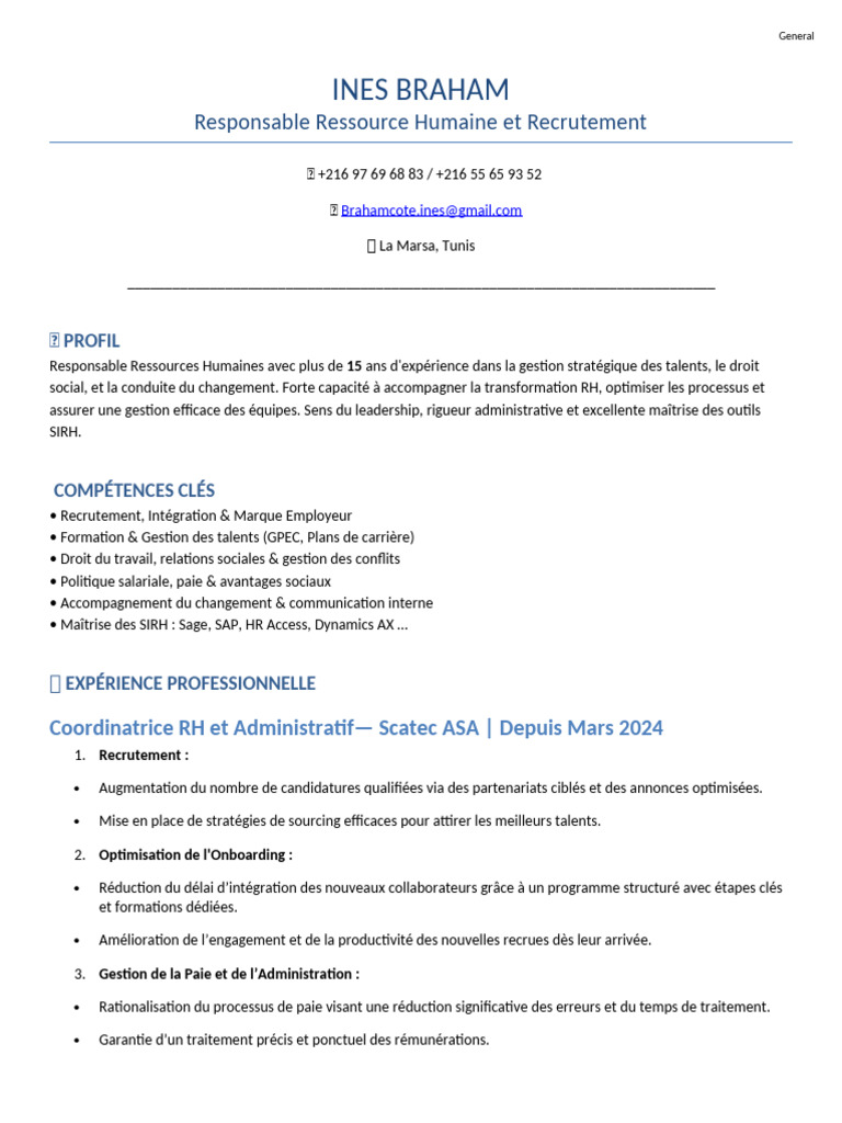 Profil RH d'Ines Braham | PDF | Gestion des ressources humaines ...