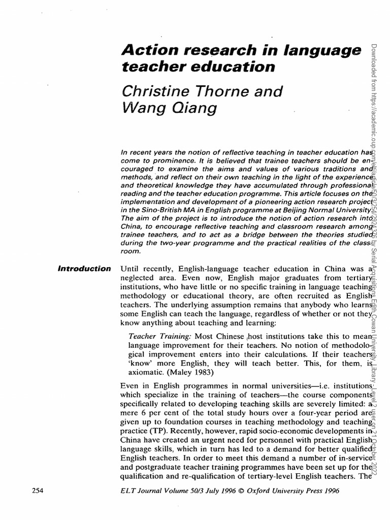 Action Research in Teacher Education | PDF | Teachers | Teacher Education