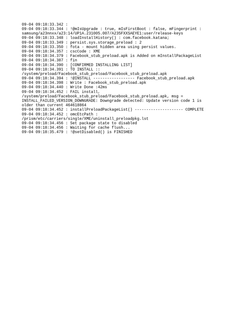 Facebook Stub Preload Installation Log | PDF