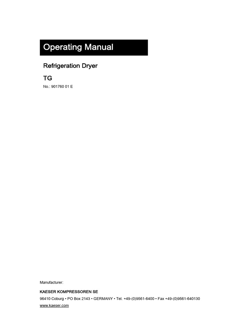 Kaeser Refrigeration Dryer Manual | PDF | Clothes Dryer
