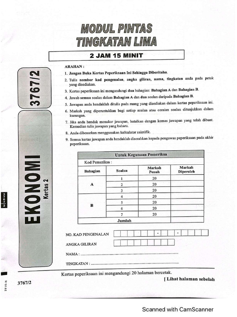 2022 Selangor Ekonomi K2 Set - 1 | PDF