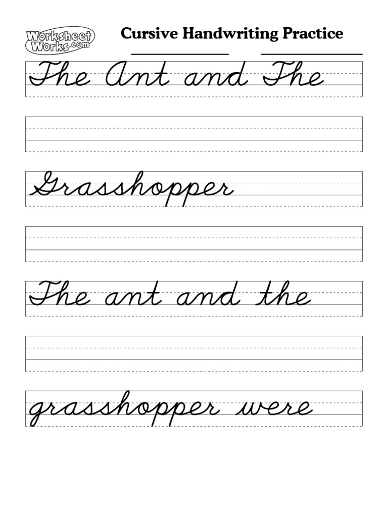 Cursive Handwriting Practice Worksheets | PDF