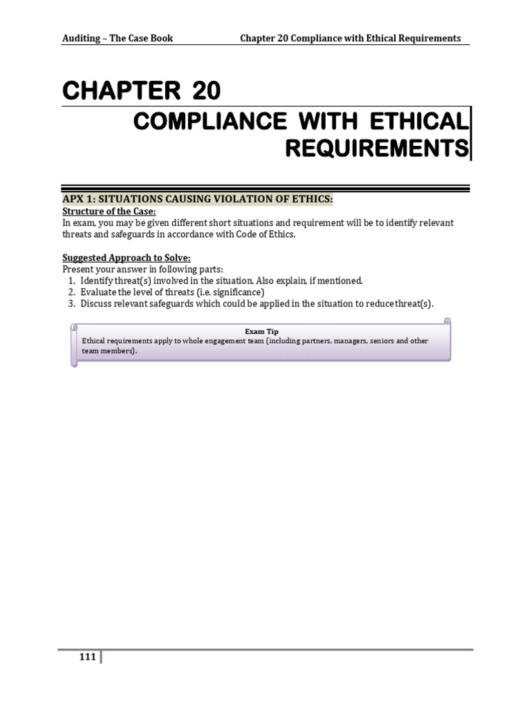 Chapter 20 Compliance With Ethical Requirements (Vol 2) | PDF | Audit ...