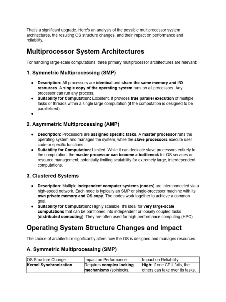 Multiprocessor System Architectures Analysis | PDF | Computer Cluster ...