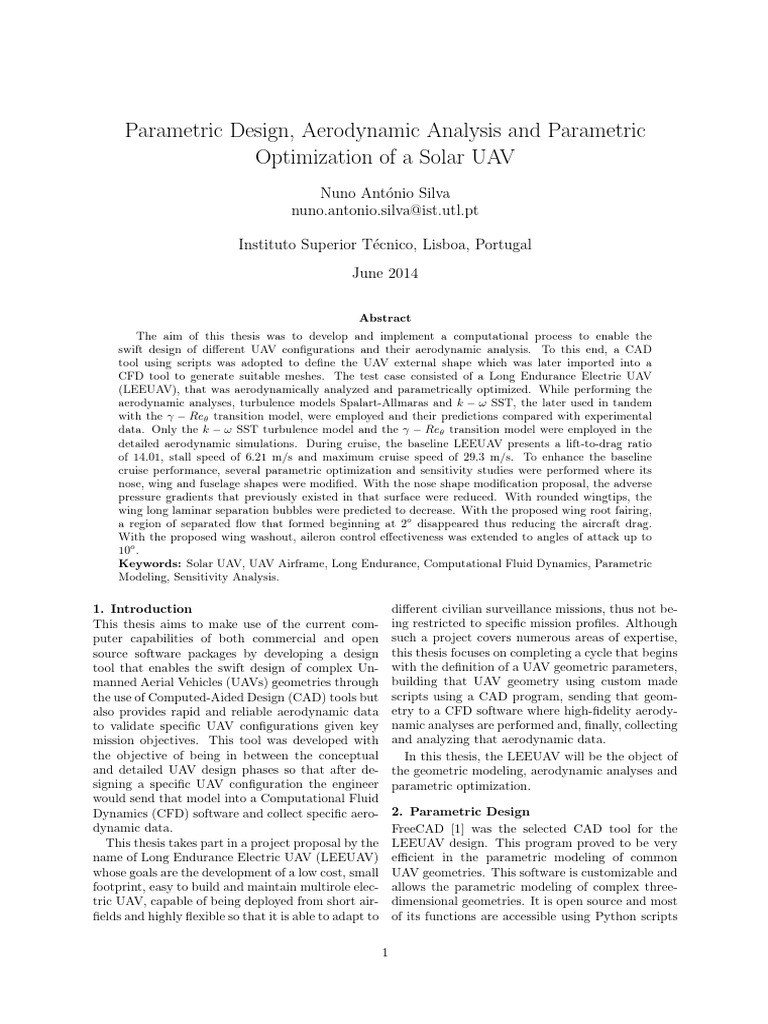 Solar UAV Design and Optimization | PDF | Airfoil | Lift (Force)