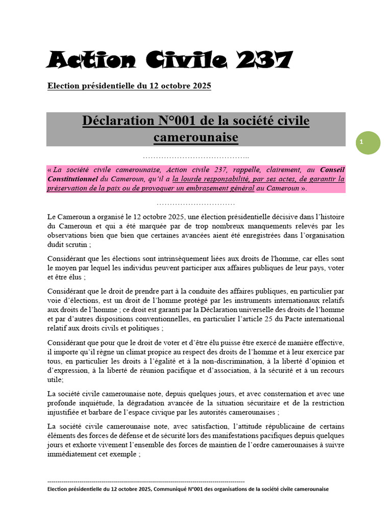 Violations des droits humains au Cameroun | PDF | Droits de l'homme ...