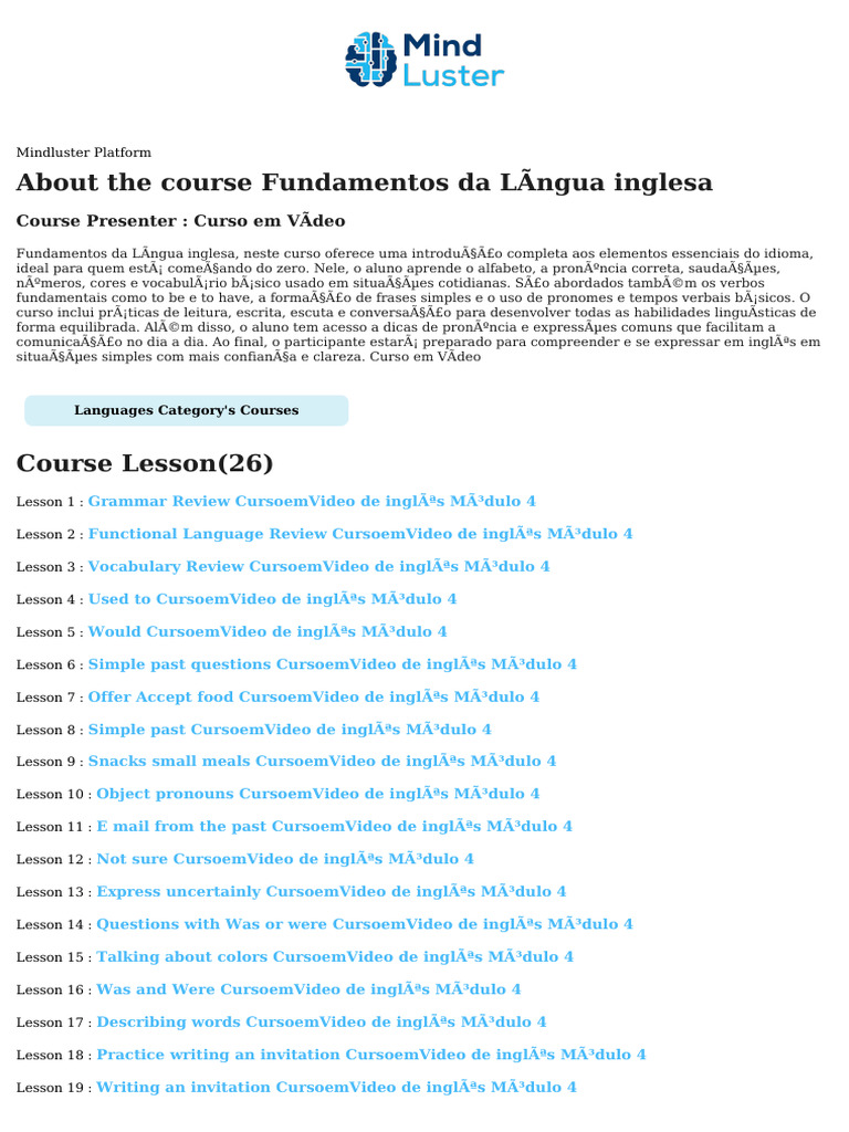 Curso de Fundamentos da Língua Inglesa | PDF | Linguística | Famílias ...