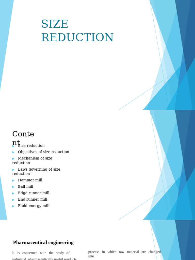 Size Reduction Techniques in Pharmacy | PDF | Mill (Grinding)
