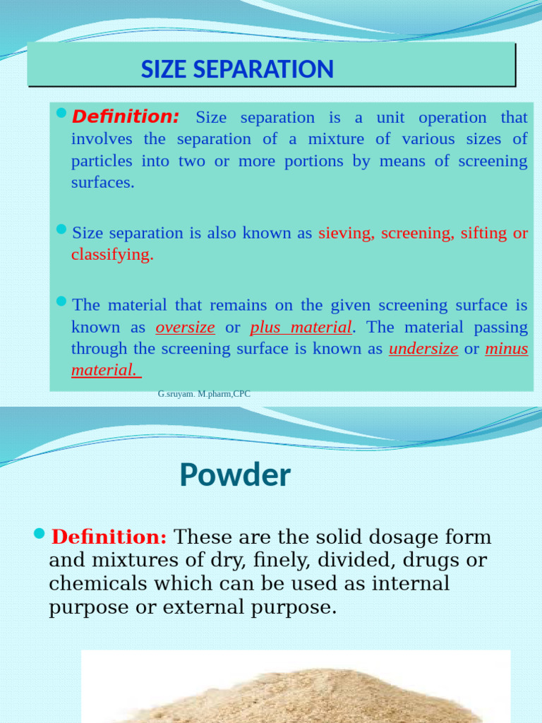 Size Separation Techniques in Pharma | PDF | Mechanical Engineering