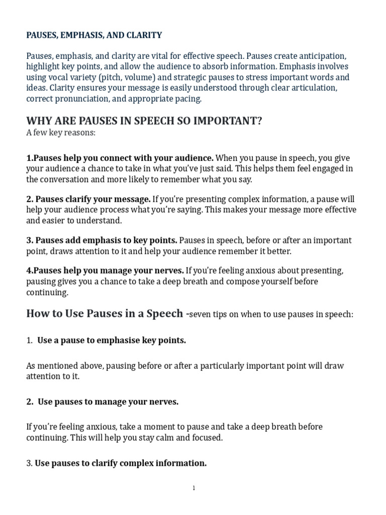 Mastering Pauses and Emphasis in Speech | PDF | English Language | Speech