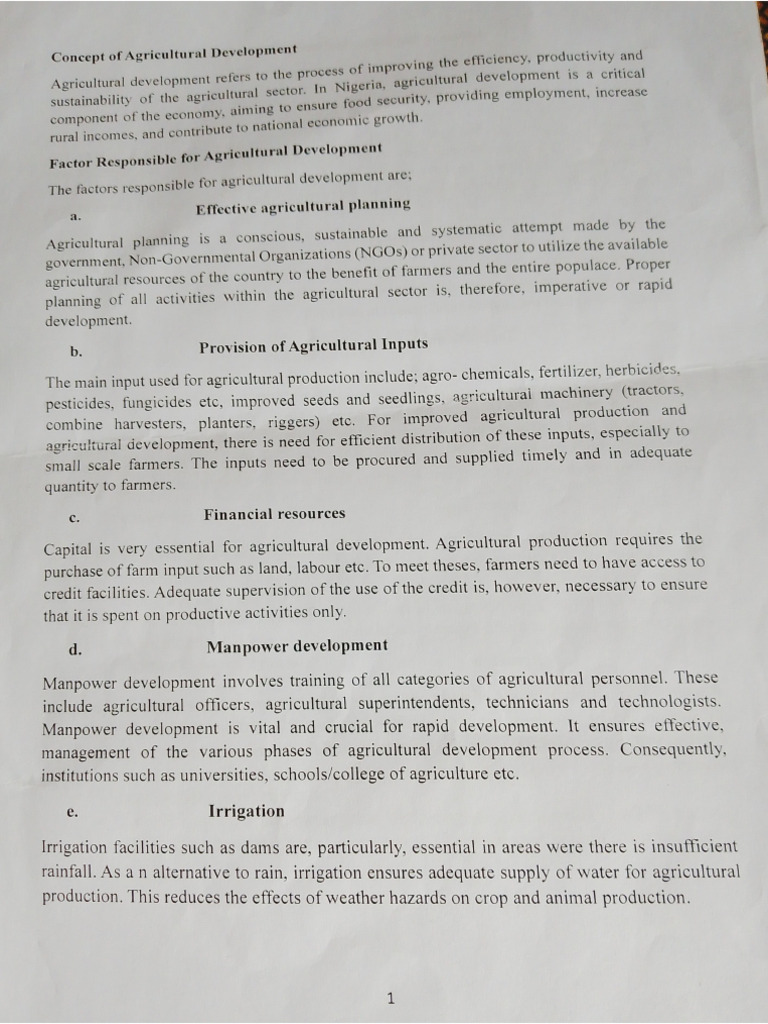 Agg - Agricultural Development | PDF