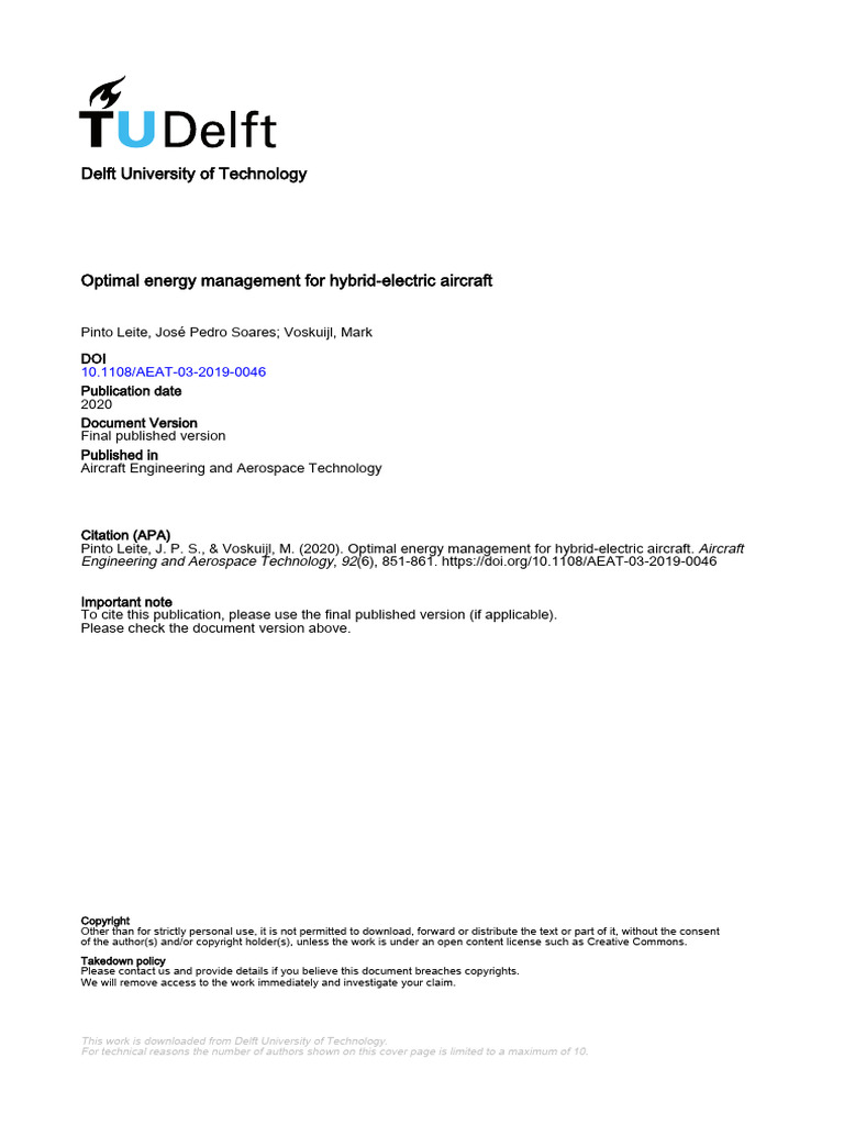 Optimal Energy Management For Hybrid-Electric Aircraft | PDF | Hybrid ...