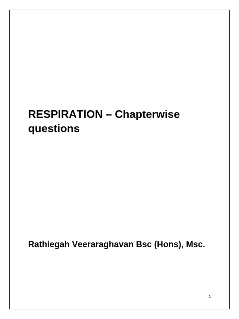 Chapterwise Questions on Respiration | PDF
