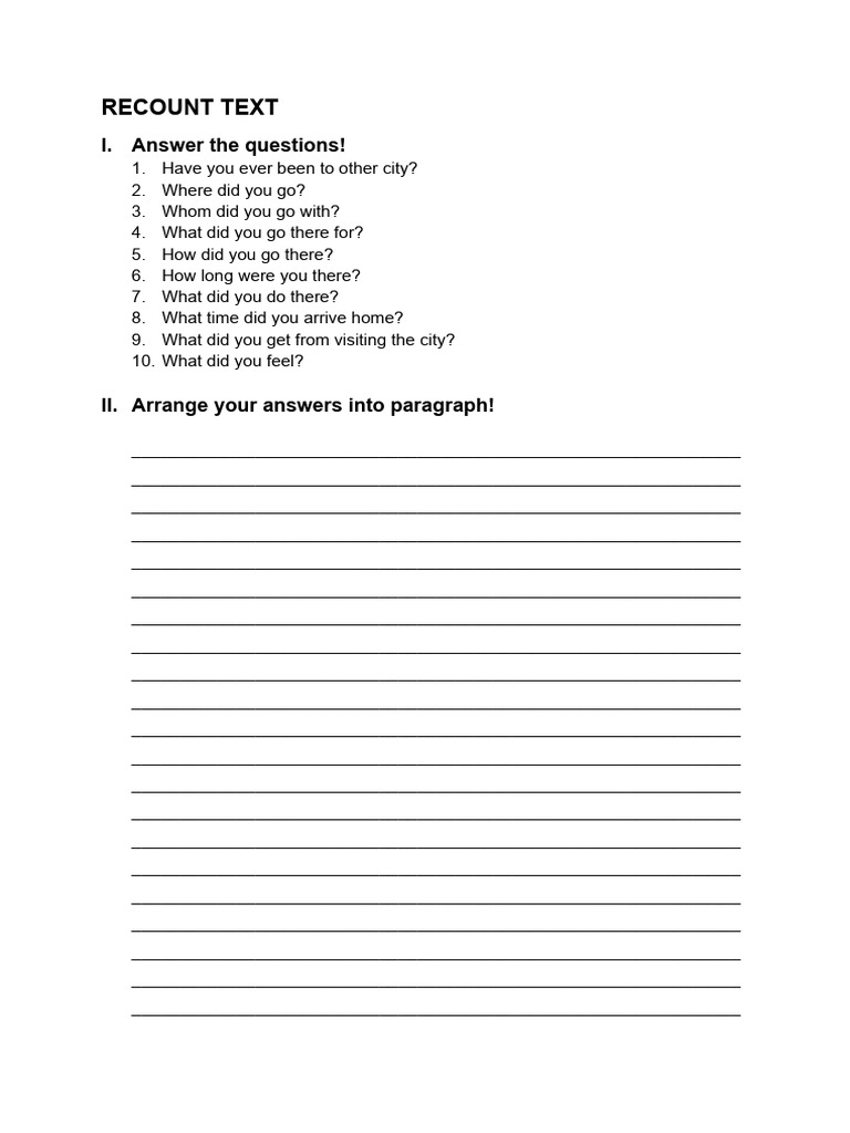 City Visit Recount Questions Guide | PDF