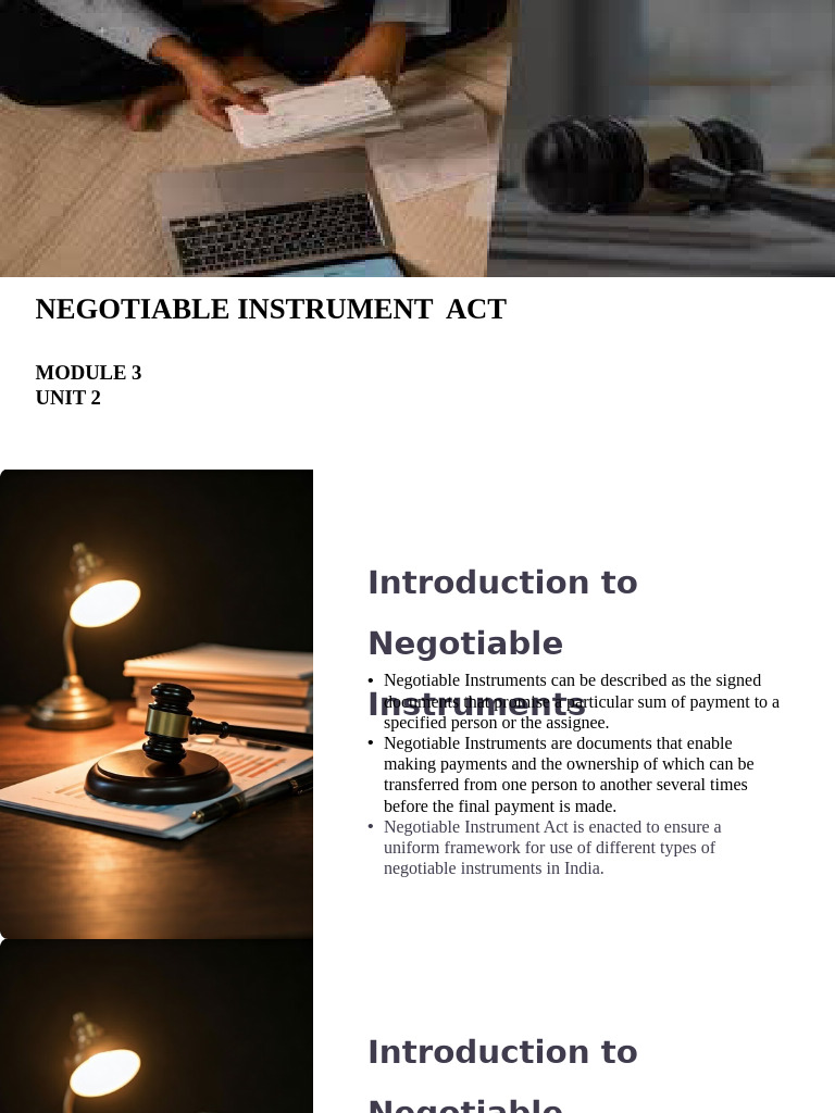 Introduction to Negotiable Instruments | PDF | Negotiable Instrument ...