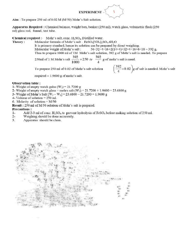 Experiment No 1 Chemistry | PDF