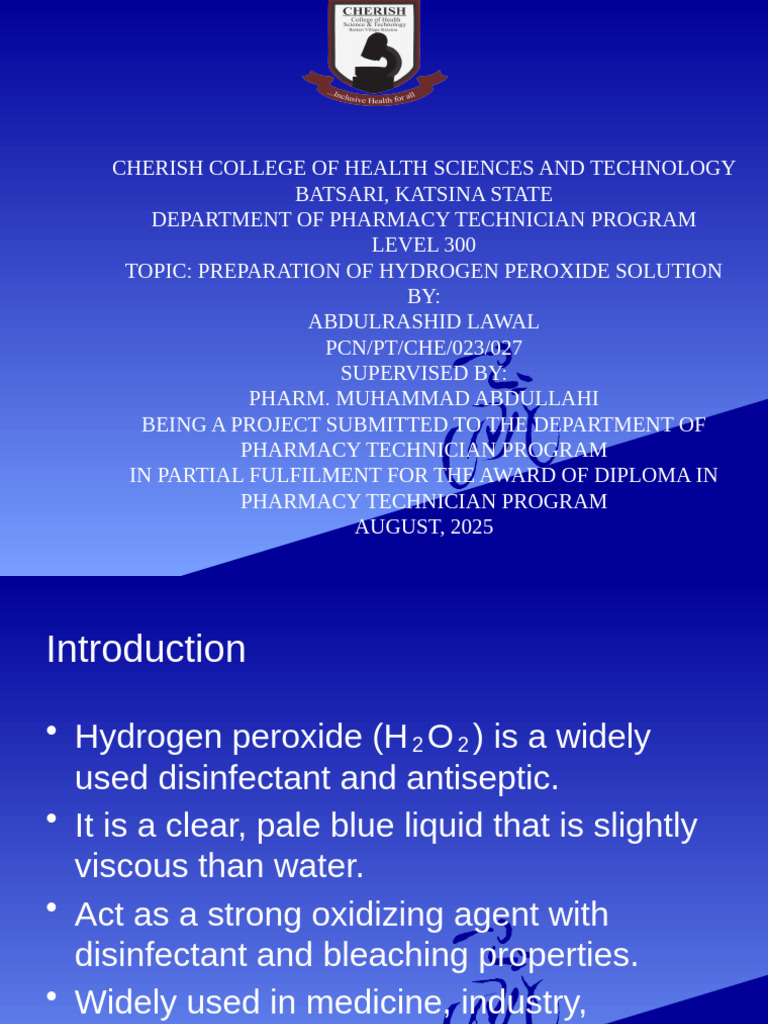 Hydrogen Peroxide Project Presentation-2 | PDF | Hydrogen Peroxide ...