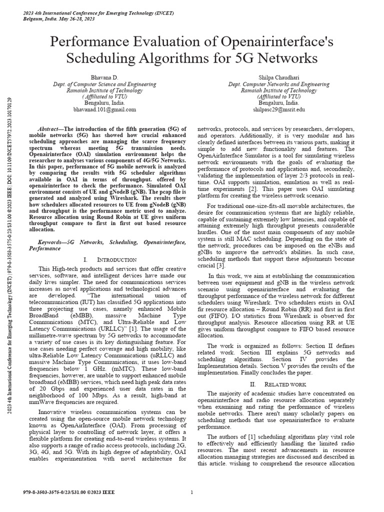 Performance Evaluation of Openairinterfaces Scheduling Algorithms For ...