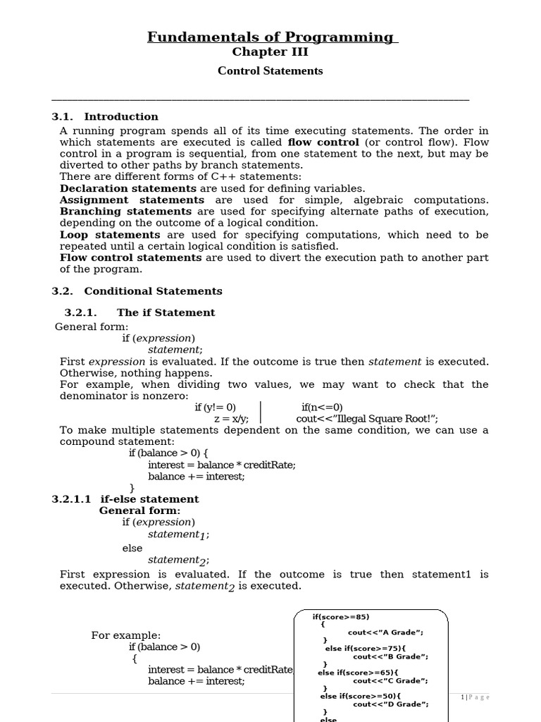 C++ Control Statements Explained | PDF | Control Flow | Software ...
