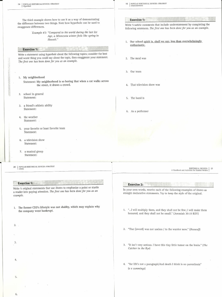 RD 5 Hyperbole Understatement Litotes Antithesis | PDF