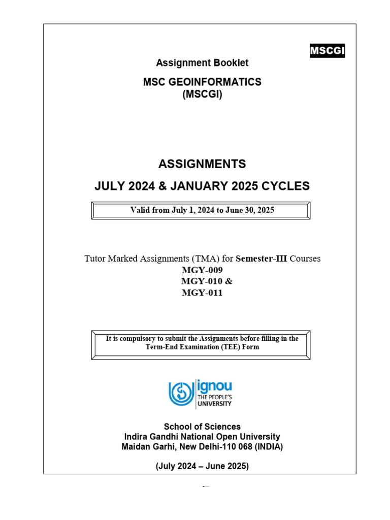 MSC Geoinformatics Assignment Guide 2024-25 | PDF | Geographic ...