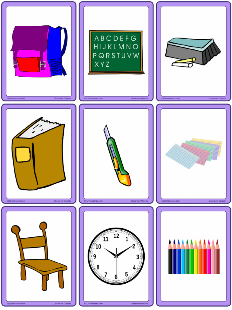 Classroom Objects Small Flashcards | PDF