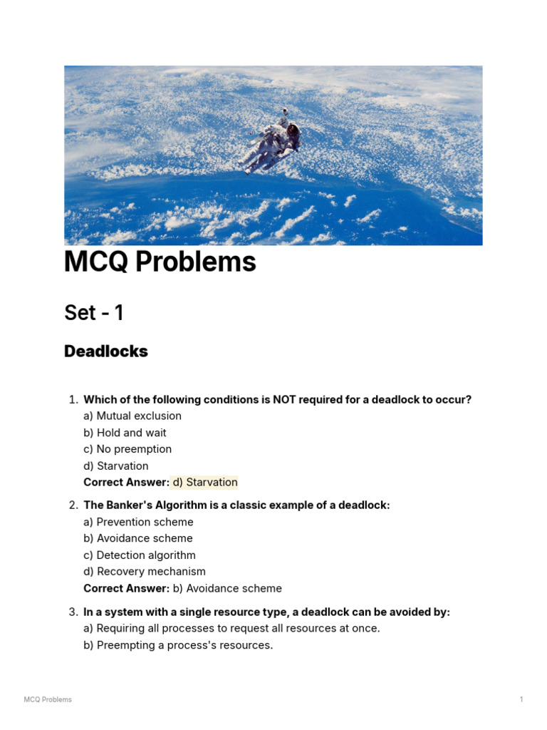 Deadlock and Memory Management MCQs | PDF | Computer File | File System