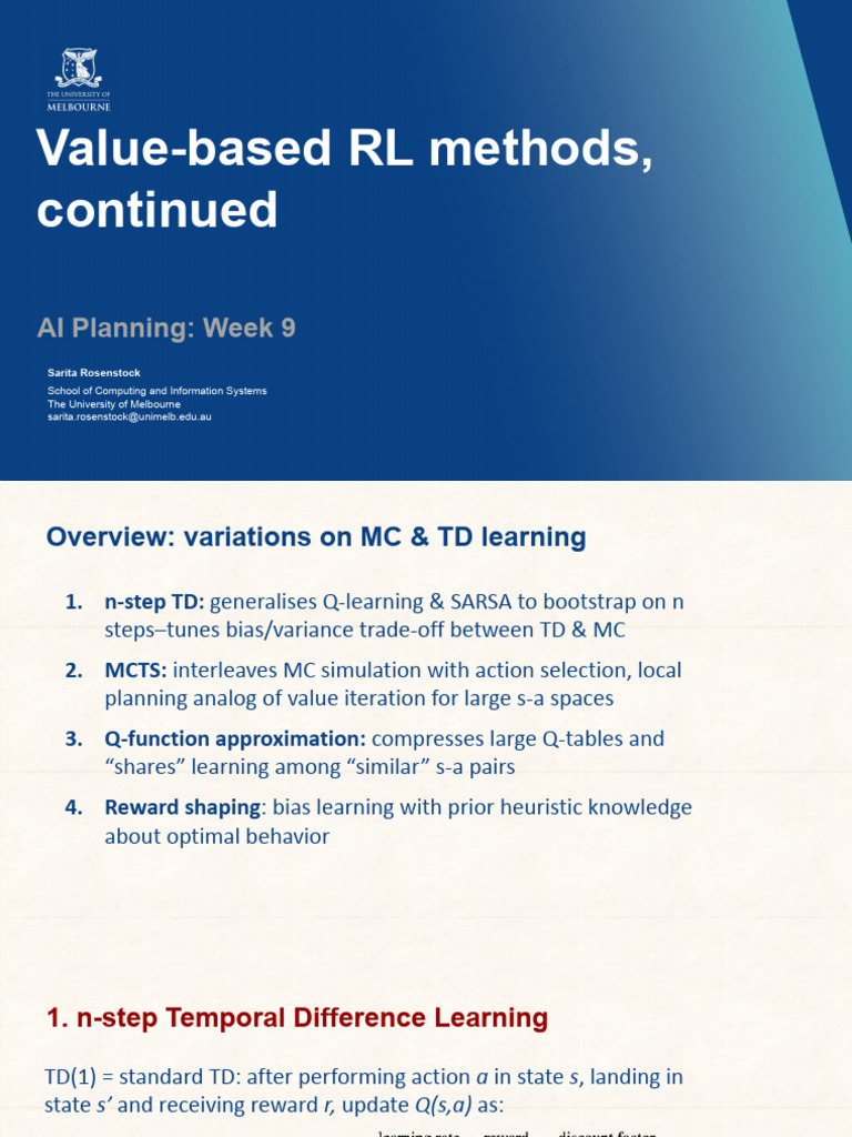 Value-Based Reinforcement Learning Methods | PDF | Applied Mathematics ...