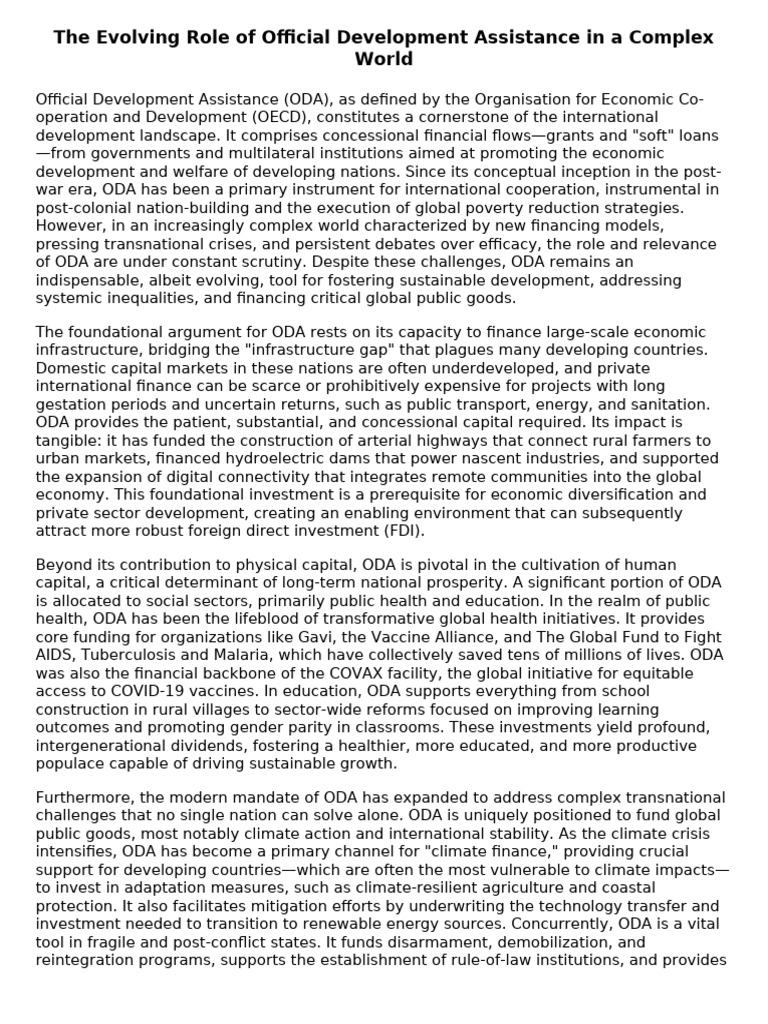Evolving Role of Official Development Assistance | PDF | Aids ...